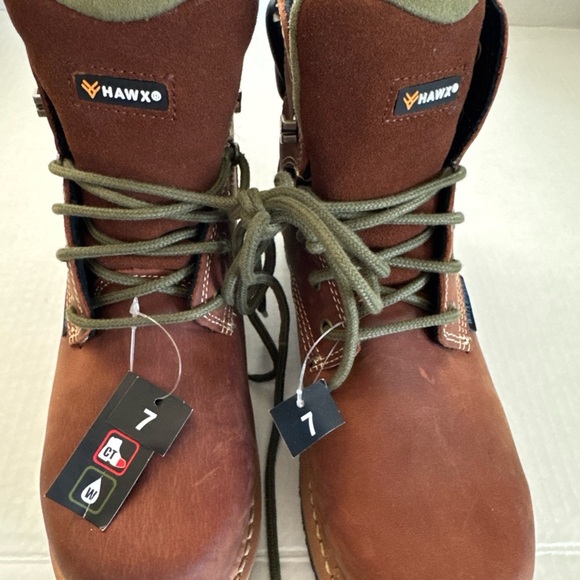 Hawx Brown Leather Boots with Green Laces - Picture 1 of 11